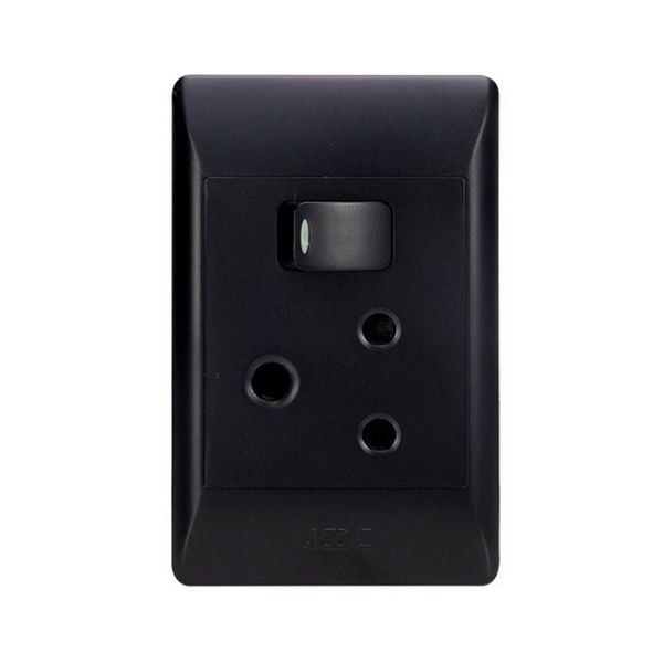 ACDC - 16A Switched Socket Outlet 2x4 With Black Cover Plate
