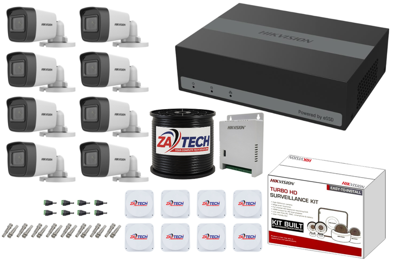 Hikvision 8CH 2MP Full CCTV Kit with 1TB eSSD DVR &amp; Zatech Junction Boxes