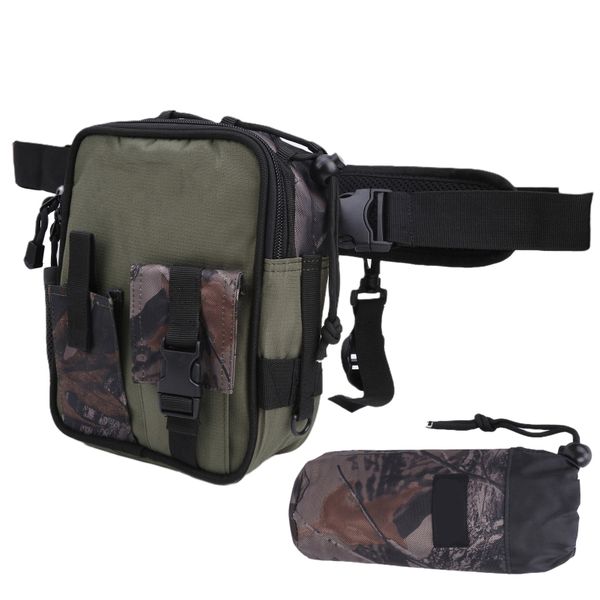 Leg Waist Bag Thigh Pouch Compatible with Outdoor Fishing Green Camo