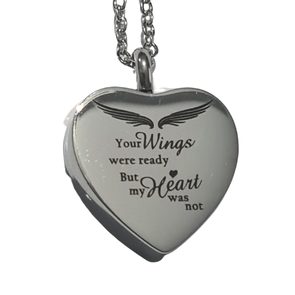 Engraved Heart Pendant and Chain- Stainless Steel Cremation Jewellery