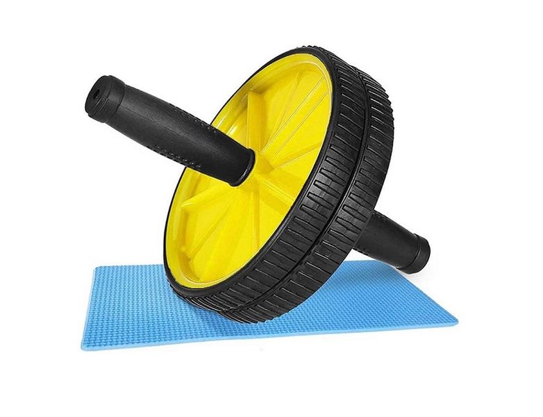 BD - Ab Dual Wheel Roller With Knee Mat For Beginners And Advanced Yellow