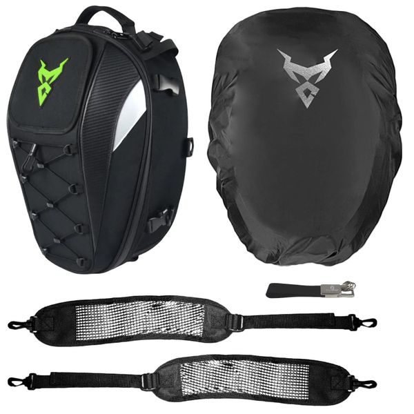 FocusBags Expandable 37L Motorbike Helmet Tail Bag Backpack with Key Chain