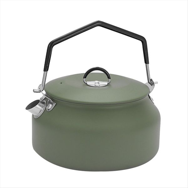 1L Portable Kettle Camping Stovetop Teapot With Folding Handle Green