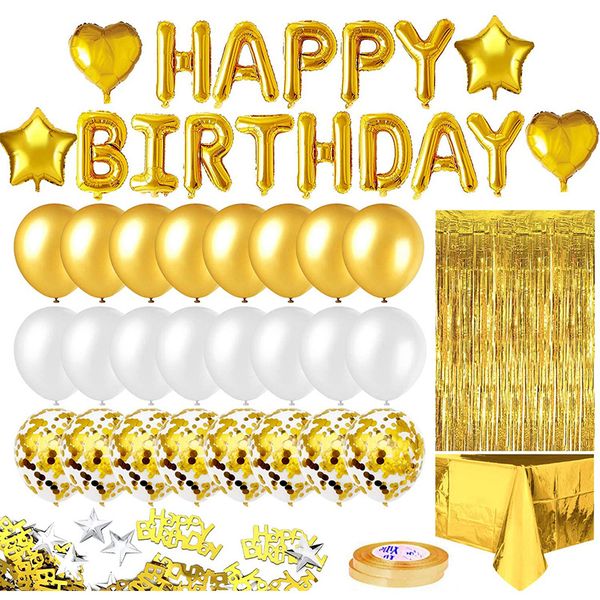 Gold Happy Birthday Balloon Decor Set/Birthday party Rain Ornament Set - 33 Piece
