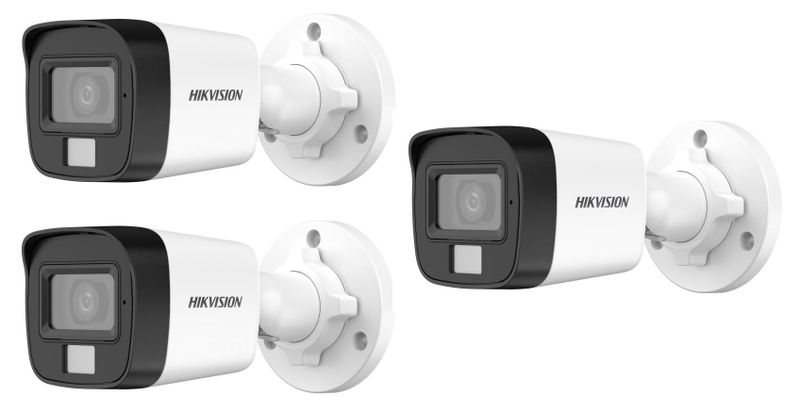 Hikvision 3K Smart Hybrid Light Audio Bullet Camera - 3 Set - SBR Bundle