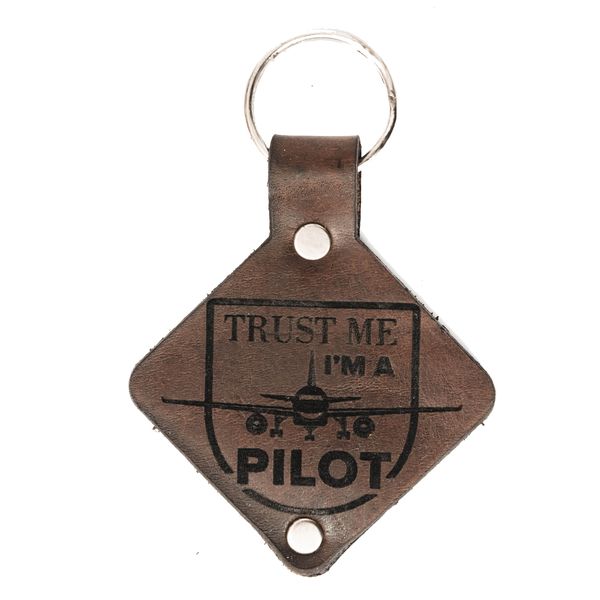 Genuine Leather Aviation Key Holder - Trust Me I am a Pilot