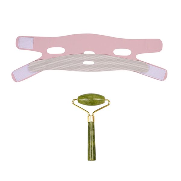 V Line lifting Mask Facial Strap Double Chin Reducer With Jade Roller