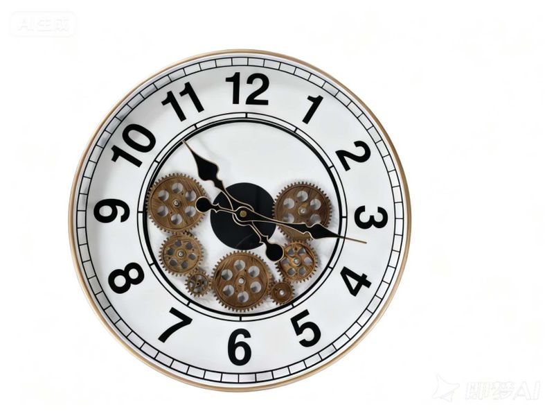 White-Gold Glass, Plastic Battery Powered Analogue Wall Clock
