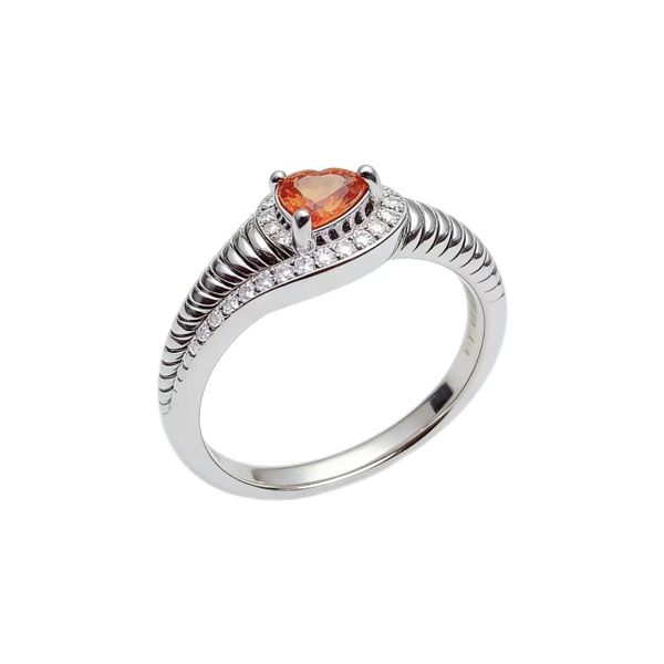 Sterling Silver Snake Ring Set With An Elegant Heart Shaped Gemstone.