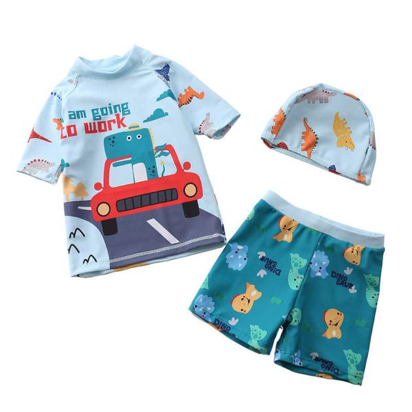 Boys Dinosaur Car Design Swimming Costume