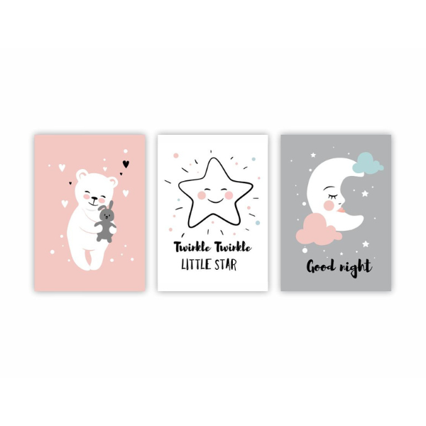 Baby Room Wall Art - Twinkle Art Piece - Set of 3