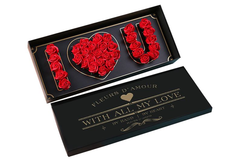 I Love You Floral Arrangement Box - Red