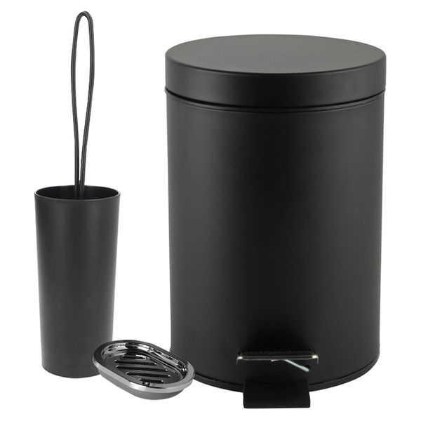3 Piece Set - 5Ltr Dustbin and Toilet Brush and Soap Holder Combo set