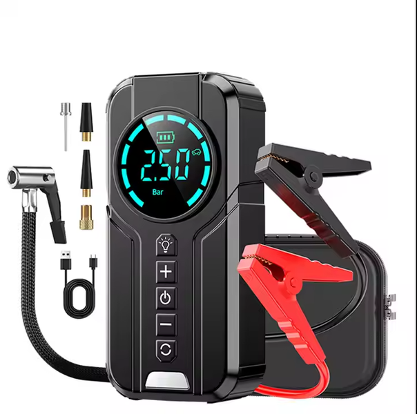 Portable 2-in-1 Car Tyre Inflator &amp; Jump Starter - Digital Air Compressor
