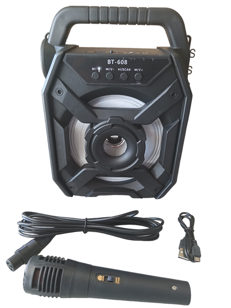 Karaoke Bluetooth Mic Speaker 6.5 inch Build In Torch Light - Black