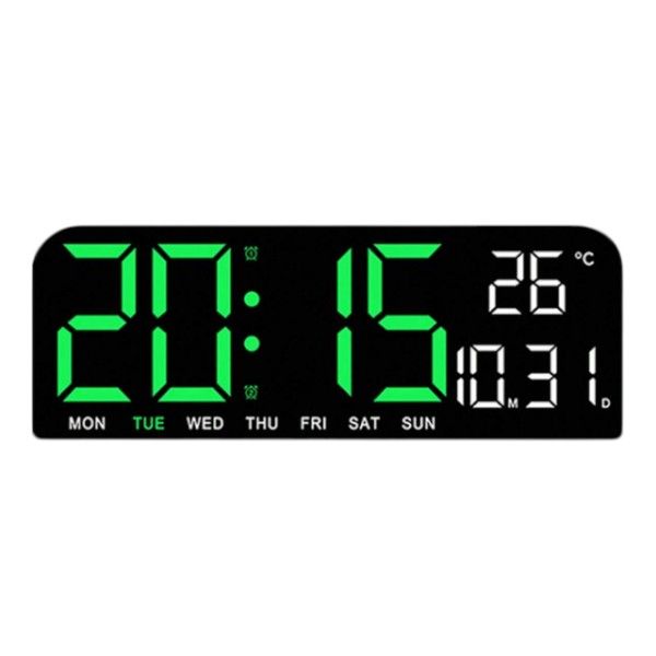 Multifunctional LED Digital Wall Clock - Green