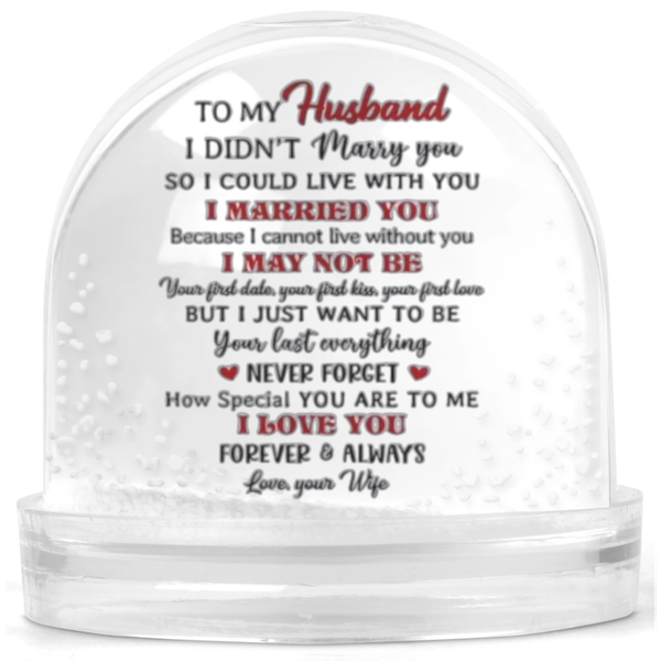 To My Husband I Can't Live Without You Gift Snow Globe