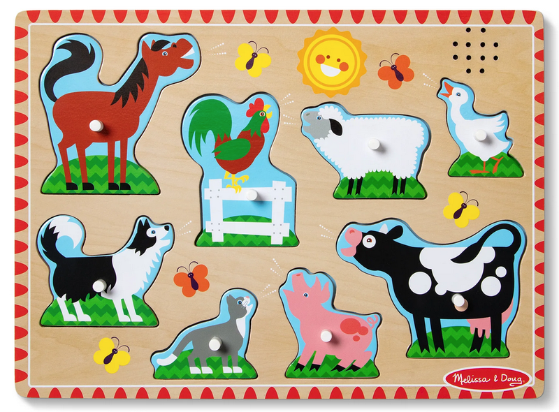 Melissa &amp; Doug Farm Animals Wooden Sound Puzzle (8 Piece)