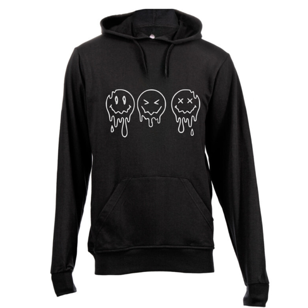 Graphical CPT Black Cotton Fleece Round Hoodie - Mickey Heart White Heart