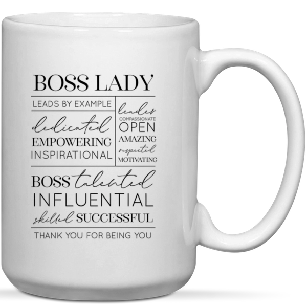 Boss Lady Leads By Example Coworker Birthday Christmas Gift Mug