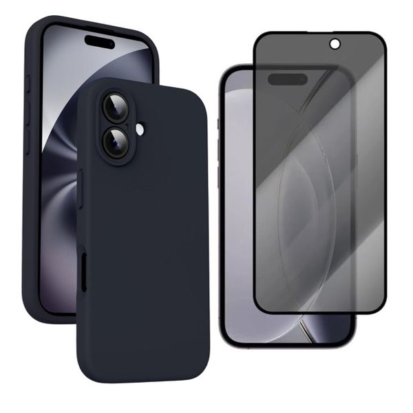 Silicone Cover + Privacy Glass Compatible With i Phone 13 Pro - 2 in 1 Deal