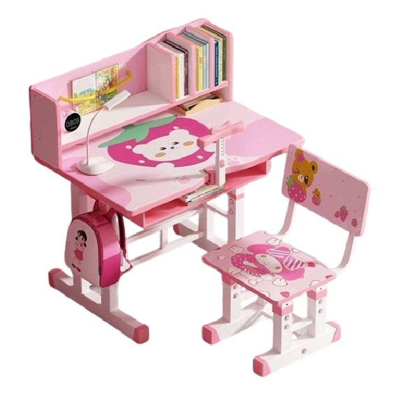 Kids Adjustable Study Desk and Ergonomic Chair Set - Pink