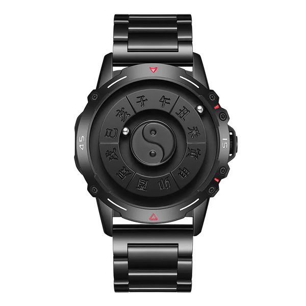 DOM Minimalist Magnetic Watch - Yin and Yang - with Metal Strap