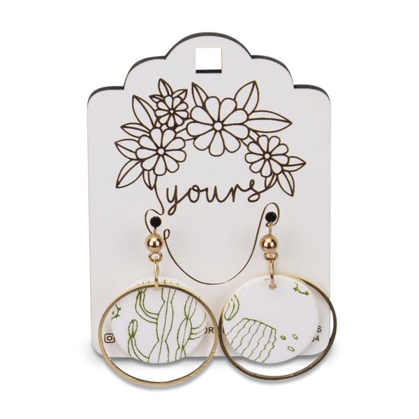 Yours - Hanging Earrings - Gold and White - Gold-Plated - Hoops - Resin