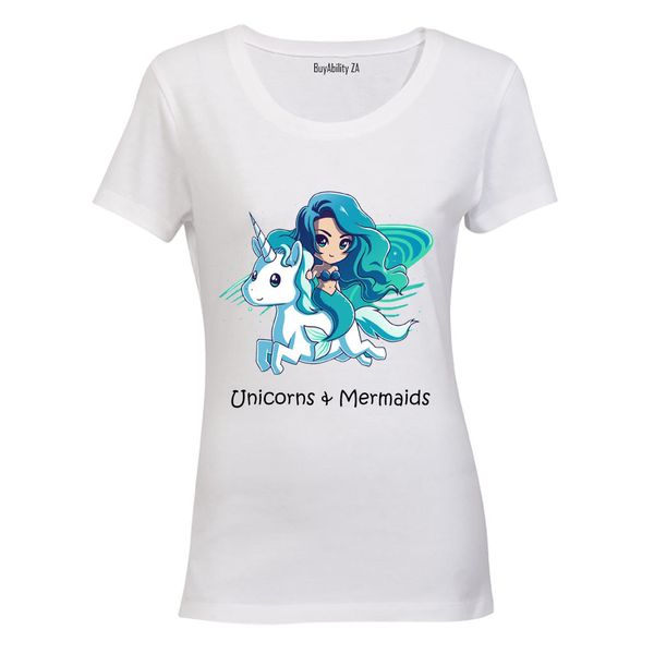 Unicorns and Mermaids - Ladies - T-Shirt - White