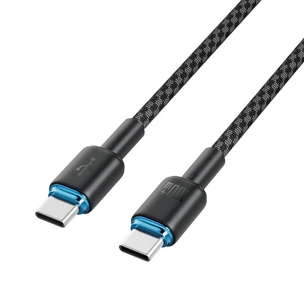 2m PD 100W 5A Dual USB-C / Type-C 480M Data Fast Charging Cable With Light