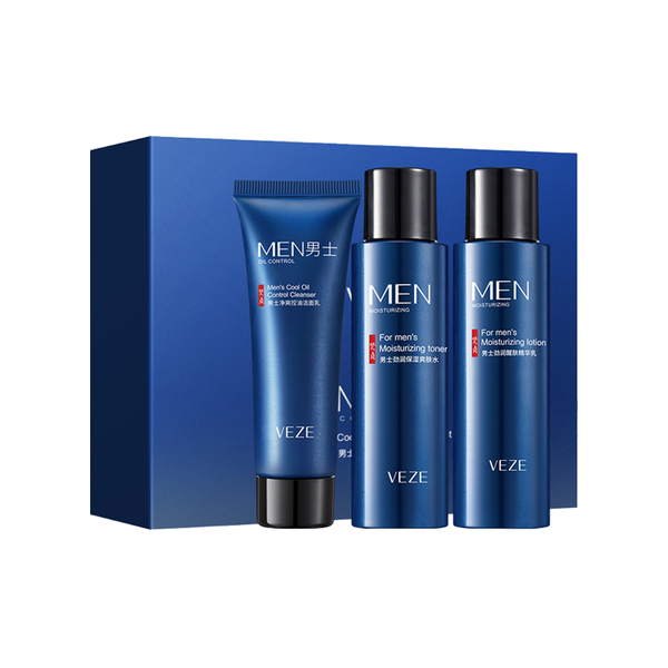 Men Skin Care Kit 3 Piece Refreshing Skincare Set for Face Wash