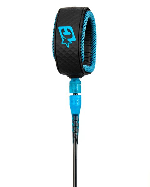 Creatures Longboard Ankle 9 Surfboard Leash : Black Cyan