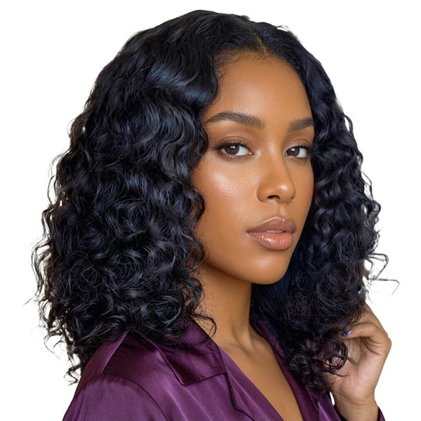 Brseilienne 14inch Bouncy Water Wave Curly 13x4 Full Frontal Glueless