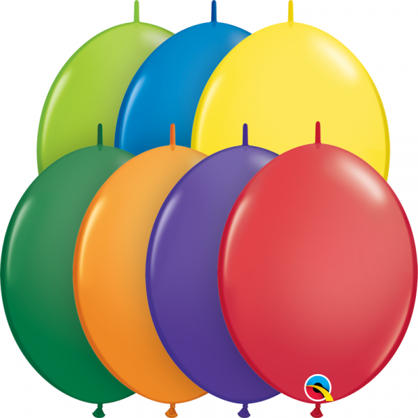 12 Inch Latex Quick link Carnival Assorted Plain Round