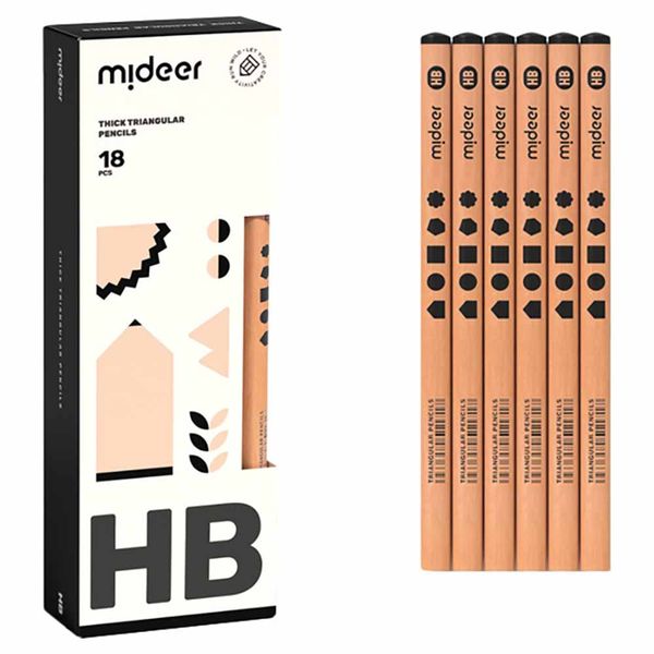 Mideer - Triangular HB Pencils - Correct Pencil Grip for for Early Writing