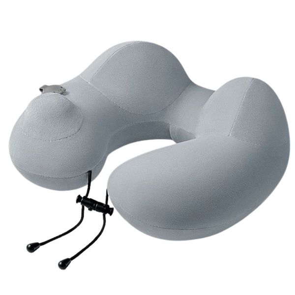 Bestby-Inflatable Flight Travel Neck Pillow with Built-in Hand Pump