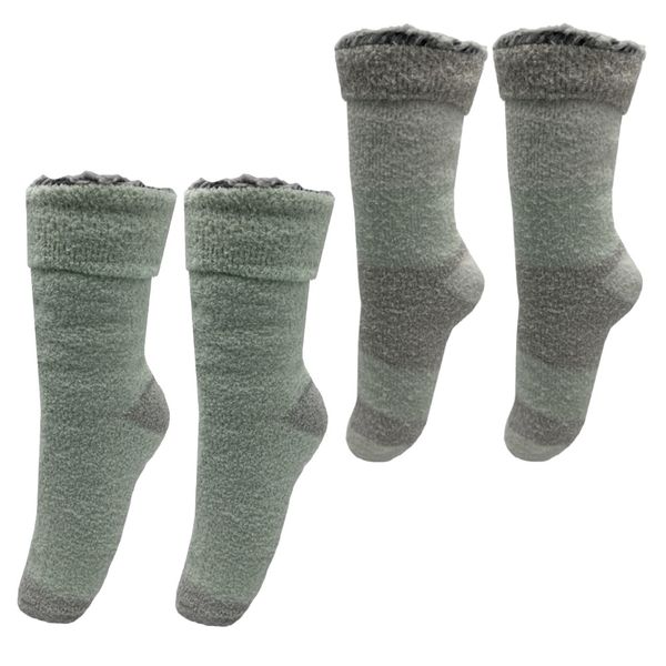 2 Pair Thermal Slipper Socks Super Warm Fleece - TS005