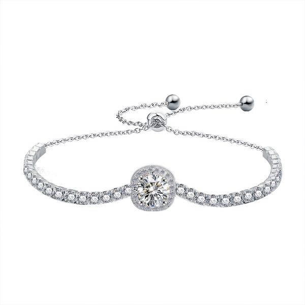 ZELTRYN S925 Sterling Silver Starburst Square Setting Moissanite Bracelet