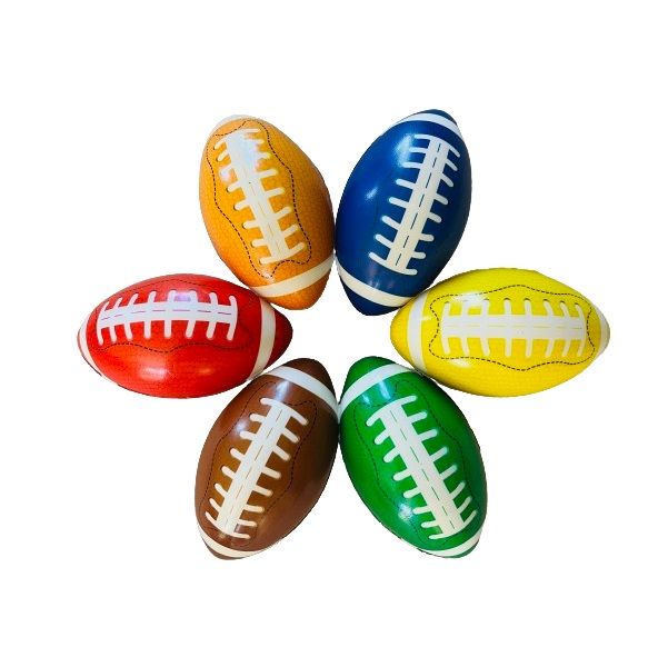 6 x Mini Foam Rugby Balls - Stress / Throw Ball 12cm x 7cm