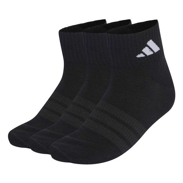 adidas Thin&amp;Light Sportswear Ankle Socks - 3 Pair - Black/White