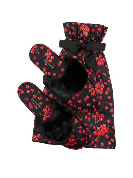 Victoria's Secret - Neon Cherry Mini Satin Slippers - Parallel Import
