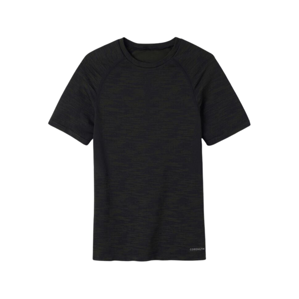 Corength Men's Short-Sleeved Crew Neck Weight Training Compression T-Shirt - Black