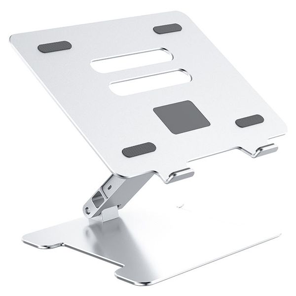 Aluminium Foldable Laptop Holder with 2 USB Ports and SD - Silver
