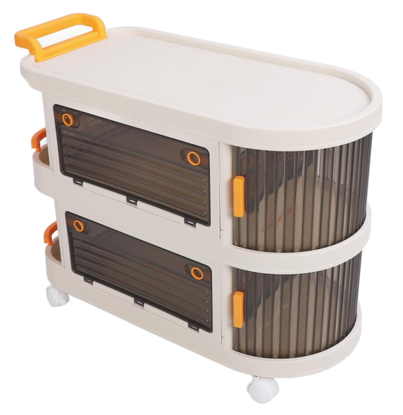 Rolling Plastic Storage Trolley with Cabinet Drawers Organizer for Home