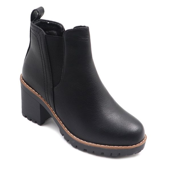 Ladies Elastic Side Gusset With Zip Chunky Ankle Boot