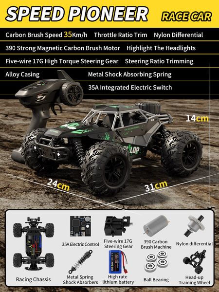 4WD High Speed RC Off-Road Dragster - Double Batteries, 36 Min Play