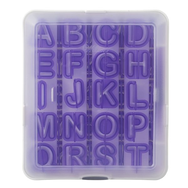 Wilton 42pc Plastic Alphabet / Number Cut Out Set Cutters Case &amp; Tool