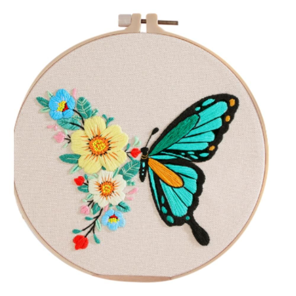 Embroidery Kit Floral Teal Butterfly Shop Today. Get it Tomorrow