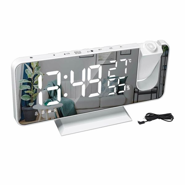 Projection Alarm Clock,Ceiling Digital Clock Radio,USB Charger,7.3" Screen