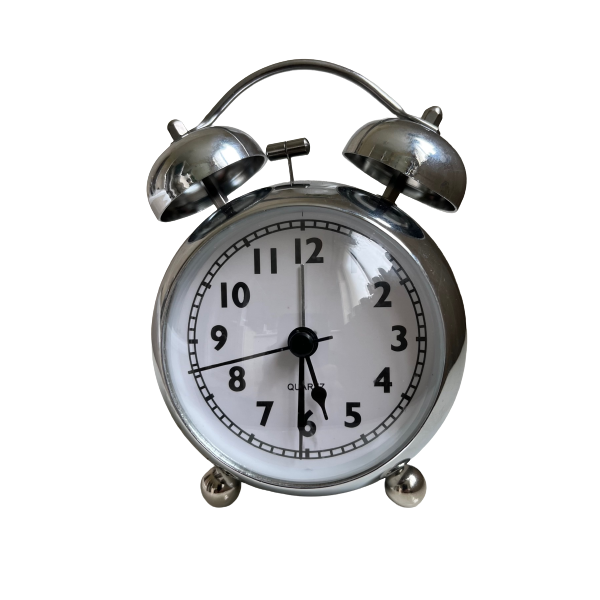 Quartz Metallic Silver Twin Bell Alarm Clock with Light (13cm)